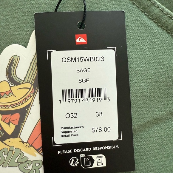 Quiksilver Men’s Straight Fit Pants Sage Green - Picture 6 of 7